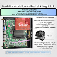PC de bureau HTPC Mini-ITX en métal fin personnalisable pour usine, support mural VESA avec boîtier PC Mini ITX noir G01-T45 en stock