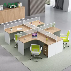 Grosir Terbaru Modern Meja Kantor Tunggal 3 Keluarga 4 Orang Kaca Baja Eksekutif Meja Kantor Desain Cubical Workstation