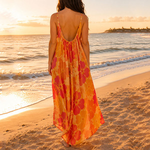 Vestido maxi de diseño de alta calidad, corte relajado, estampado bohemio, personalizado, fluido y transpirable, 100% rayón voile. - Product Image 3