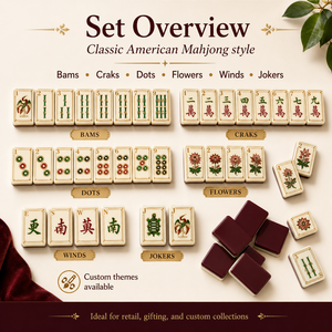 Jeu de tuiles de mahjong américain personnalisé en acrylique gravé rouge et bleu, tapis de jeu de mahjong sur mesure, jeu de table, divertissement et jeux d'argent - Product Image 3