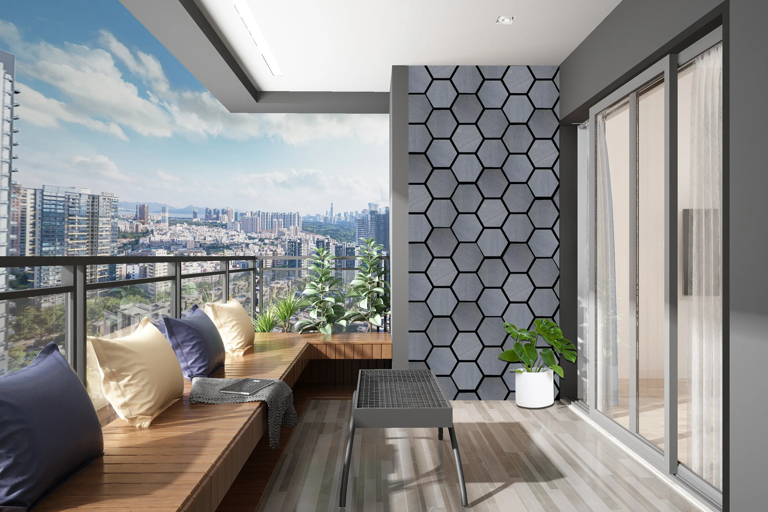 FEYT Luxury Hexagonal New Style Wall Decorative Wood Veneer Surface Office Furniture Acoustic Panels