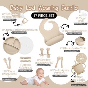 BPA miễn phí Silicone bé bộ đồ ăn đặt trẻ sơ sinh Quà tặng trẻ em sản phẩm ăn uống với tấm bát muỗng - Product Image 5