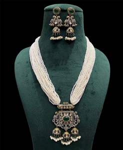 High Quality <b>Long</b> Pearl Mala <b>Necklace</b> Set <b>for</b> <b>Women</b> Indian Ethnic Style Bridal Jewelry with Gold-Plated Brass <b>for</b> Weddings - Product Image 5