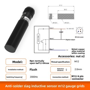 Akusense TWF18-08NOE chống Hàn xỉ Cảm biến tiệm cận cảm ứng IP67 15mm Khoảng cách cảm biến M12 4-pin không được che chở NPN/PnP - Product Image 2