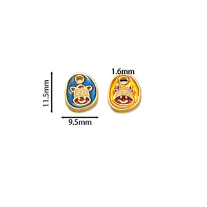 Pendentif animal du zodiaque plaqué or, breloques émaillées à thème de dessin animé pour accessoires de bijoux DIY, cadeau unisexe - Product Image 2