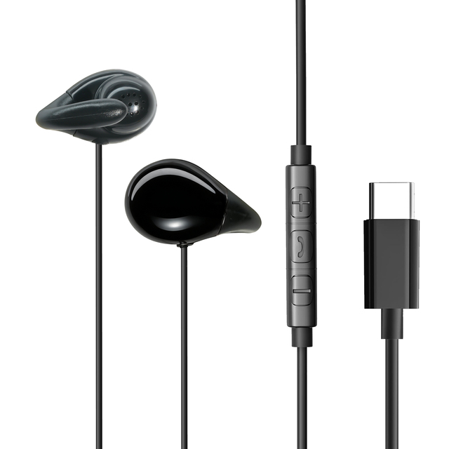 C Wired Open Ear Clip Headphones Painless Lightweight Secure Fit Sports Headset IPX-0 Waterproof 12mm Dynamic Driver for Phone