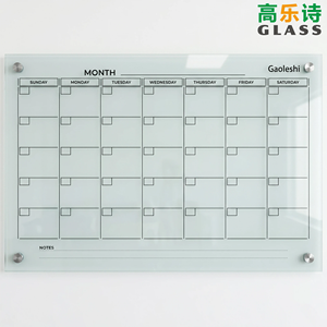 Tableau blanc magnétique en verre imprimé sur mesure, 4 mm, sans cadre, suspendu, effaçable à sec, 45x60 cm, avec plateau pour stylos, <span class=keywords><strong>calendrier</strong></span> hebdomadaire <span class=keywords><strong>de</strong></span> bureau - Product Image 1