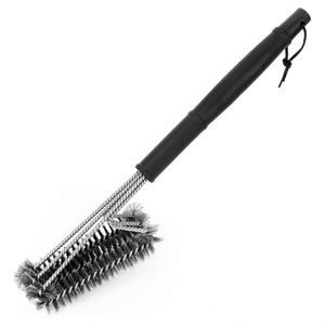 Three-Head Stainless Steel Metal Non-Stick BBQ Grill <b>Cleaning</b> Tool <b>Oven</b> Scraper and Brush Set Easily Cleaned - Product Image 1