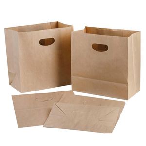 Bolsas de Regalo de Papel Blanco KM con Asa Troquelada, Bolsas de Papel Kraft para Compras y Comida para Llevar - Product Image 1