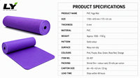 Tapis de yoga 173x61cm 6mm en PVC antidérapant épais pour le yoga, le Pilates, le plank, l'entraînement à domicile, pour débutants