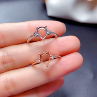 Großhandel Rhodium-Plattierter 925 Sterling Silber Birnenförmiger DIY Edelstein-Ring Leere Ringfassungen Ohne Steine