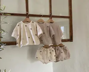 Camiseta de manga corta para bebés y niños pequeños, traje bonito de dos piezas