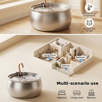 Fontaine à eau pour chat en acier inoxydable 4L avec filtre à circulation automatique, pompe silencieuse et distributeur d'eau pour animaux de compagnie