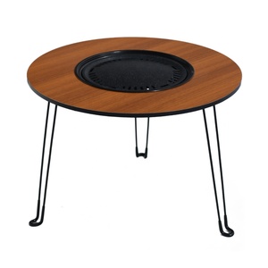 Wdf Tùy Chỉnh Ngoài Trời Bảng Với Than Bbq Lưới Tản Nhiệt Di Động Cắm Trại Lẩu Bằng Gỗ Gấp Dã Ngoại Bảng - Product Image 2