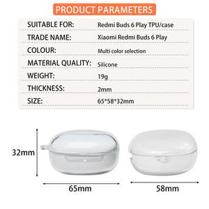 Funda de silicona TPU transparente <span class=keywords><strong>para</strong></span> <span class=keywords><strong>Xiaomi</strong></span> Redmi Buds 6 Play <span class=keywords><strong>para</strong></span> <span class=keywords><strong>Airpods</strong></span> Pro Shell Funda <span class=keywords><strong>para</strong></span> auriculares inalámbricos - Product Image 2