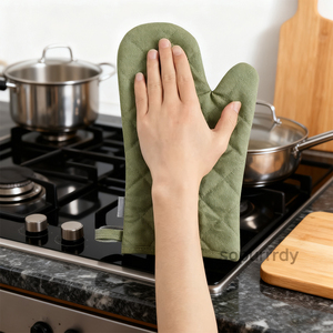 Ensemble de gants de <span class=keywords><strong>four</strong></span> personnalisés avec logo, résistants à la chaleur, en coton épais, <span class=keywords><strong>pour</strong></span> la cuisine, le barbecue, la cuisson et la préparation des aliments - Product Image 6