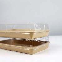 Heetverkopende wegwerp bruine biologisch afbreekbare milieuvriendelijke sushi-, fastfood-, salade-, sandwich- en noedelverpakkingen van kraftpapier, rechthoekig, voor lunch