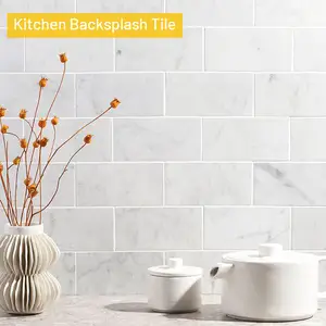 Bianco carrara mattoni di pietra mosaico muro del bagno bianco subway tile cucina backsplash mattonelle di mosaico di marmo
