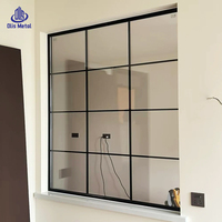Décoration intérieure pour maison, fenêtres à cadre ultra-fin noir, design en grille d'aluminium et fenêtre fixe à double vitrage