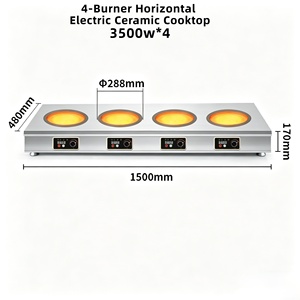 Placa de Cocina Eléctrica Comercial de Cerámica de Alta Resistencia con 4 Zonas de Cocción Horizontales, 3500W por Quemador, Estufa Infrarroja para Tienda de Malatang, H - Product Image 1