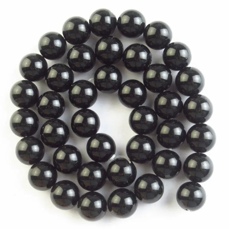 Free Shipping 10mm Wholesale Natural Black Agate Gemstone Round Loose Beads for Jewelry Making Necklace Bracelet