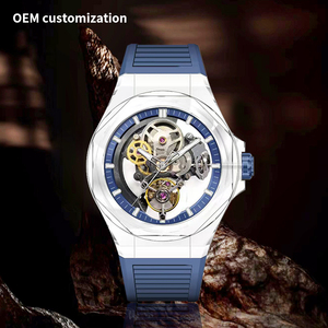Custom OEM ODM Plastic <b>Skeleton</b> <b>Automatic</b> Mechanical <b>Watch</b> For Men 50M Waterproof Silicone Band Luxury Hollow Mens Wristwatch - Product Image 5