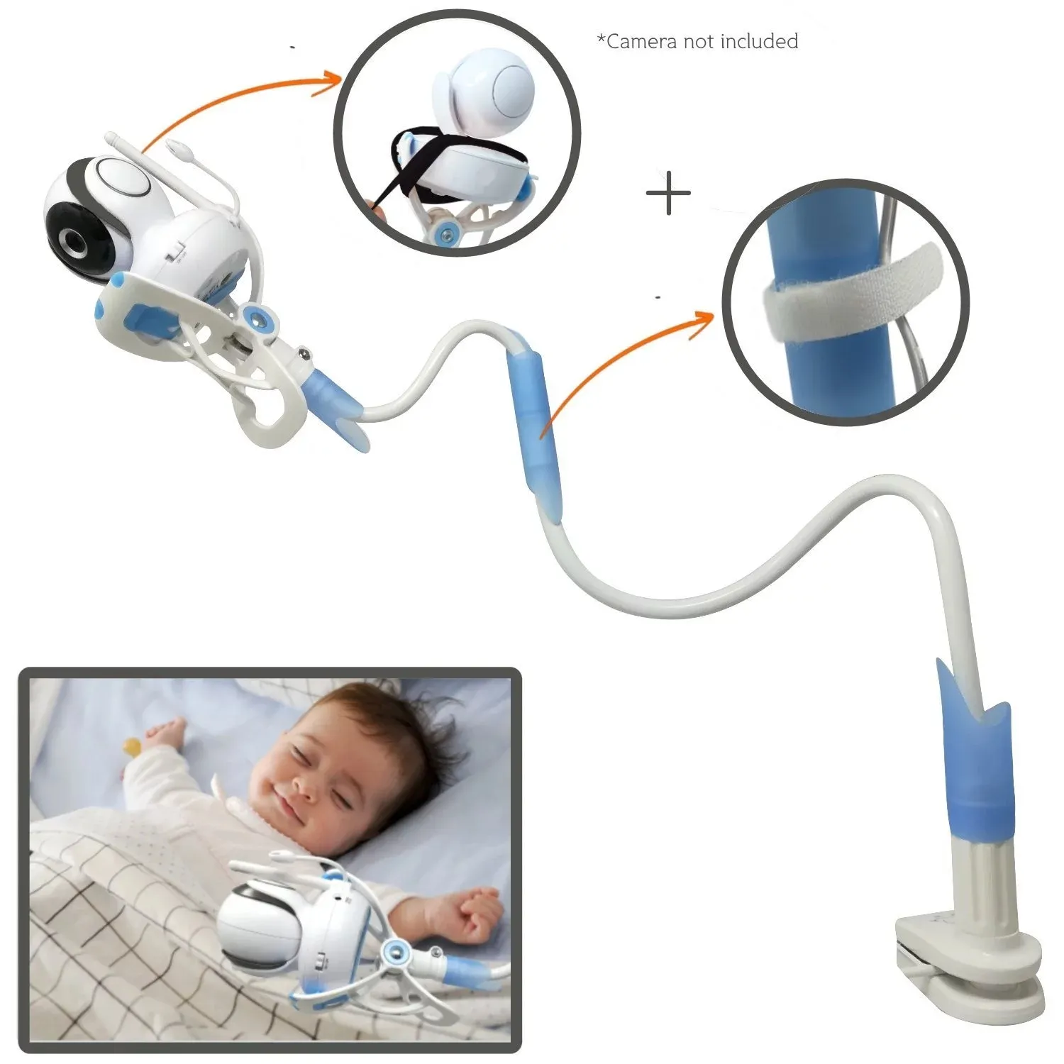 Supporto per telefono universale multifunzione supporto per letto supporto pigro braccio lungo regolabile 85cm Baby Monitor fotocamera per montaggio a parete per ripiano