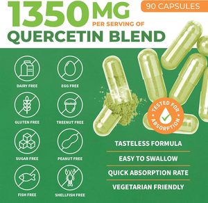 Capsule de Quercétine Pure à 98% avec Bromélaïne, Antioxydant, Végétalienne, pour la Santé Respiratoire, avec Zinc et Vitamine - Product Image 4