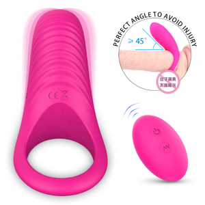 Vibratore telecomandato senza fili per i giocattoli adulti del sesso dello stimolatore del clitoride del punto G dell'anello della manica del pene dell'<span class=keywords><strong>uomo</strong></span> - Product Image 2