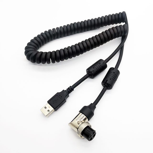 Spring USB GX16 M16 4 Pin Connector Aviation Cable Spiral GX16 M16 Wire Cable Coiled USB GX16 M16 4Pin Aviation Cable