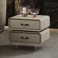 Table de chevet moderne italienne en bois, luxe léger, haut de gamme, rotative, avec 2 tiroirs, pour chambre d'appartement