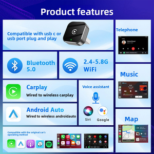 Adaptateur sans fil CarPlay Android Auto 2-en-1 D2446, plug & play, adaptateur USB pour voiture - Product Image 5