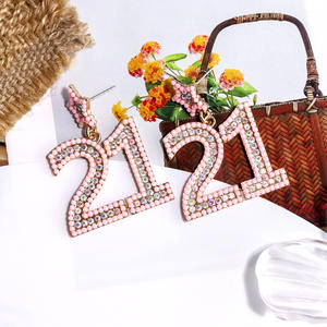 أقراط متدلية حفلات عيد ميلاد السنة الثلاثين للنساء أقراط أعياد الميلاد مرصعة بحجر الراين منقوش عليها أرقام <span class=keywords><strong>21</strong></span> و30 و40 و50 و60 - Product Image 6