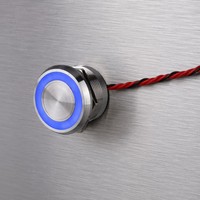 Électrique imperméable à L'eau 24V Anneau Lumineux Led En Métal Bouton-Poussoir Rond Chanfrein Type 22mm Momentané Commutateur Piézo-électrique