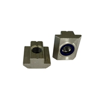 Écrou de blocage à fente en T personnalisé classe 8, 10 fentes, M8, en acier inoxydable 304, usiné CNC, avec joint en nylon bleu fileté 20 mm
