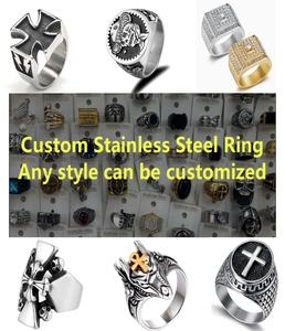 Wholesale Fashion Luxury Retro Exaggerated Hip Hop Rings Personality Punk Fine <strong>Jewelry</strong> Natural Gemstone Stainless Steel Ring - Product Image 6