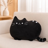 Coussin en peluche chat de dessin animé mignon, coussin en velours cristal doux, coussin décoratif pour canapé et lit, coussin en peluche confortable pour enfants