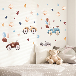 Dibujos animados coche clásico nube dúo estrella pegatinas de pared dormitorio de los niños sala de estar decoración papel tapiz autoadhesivo pegatinas de PVC - Product Image 2