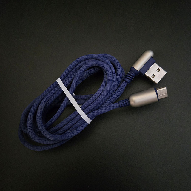 New Design 2 Meters Long 90 Degree Angled Elbow Nylon Braided Dual Side USB to Type C Cables