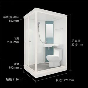 새로운 디자인 휴대용 샤워 오두막 화장실 럭셔리 욕실 포드 큰 욕실 유닛 조립식 모듈 완전 통합