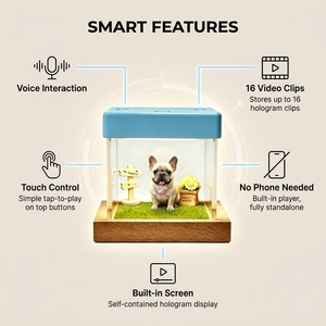 Boîte commémorative moderne pour animaux de compagnie avec projection holographique 3D, base en bois, interaction vocale, contrôle tactile, sans téléphone requis, personnalisable - Product Image 5
