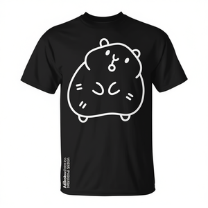 T-shirt minimaliste à motif cochon d'Inde, noir, unisexe, col rond, manches courtes, pour adulte - Product Image 2
