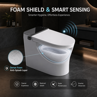 WC intelligent avec certification WaterMark pour l'Australie, en céramique, à poser au sol, avec siège de bidet chauffant et chasse d'eau automatique à capteur