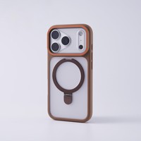 Coque magnétique givrée mate rigide avec support anneau pour iPhone 18 17 15 16 Pro Max, 11 12 13 14 Plus