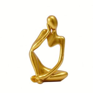 Estatua del Pensador Dorado de Resina Fundida con Logotipo Personalizado OEM - Decoración Artística de Recuerdo para Bodas, Festividades y Regalos Empresariales - Product Image 5