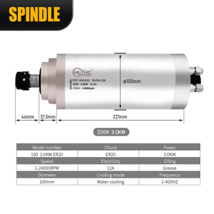 110/220/380V Circular Water Cooling 3KW ER20 24000RPM CNC Spindle Kit with 3KW VFD for Turning and <b>Engine</b> Applications - Product Image 3