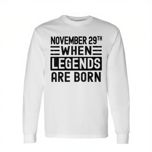 Camiseta de manga larga para cumpleaños del 29 de noviembre, diseño Legends Born - Product Image 2
