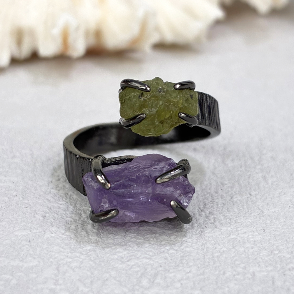 Peridoto + ametista-nero/argento/oro