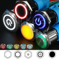 Aibeiken Interrupteurs à bouton-poussoir en métal LED éclairés 16 mm 19 mm 22 mm 12 volts, interrupteurs étanches avec logo personnalisé