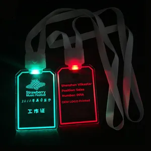 15 colores RGB LED Light up acrílico Light up bar Night Club concierto trabajador LED ID Card holder